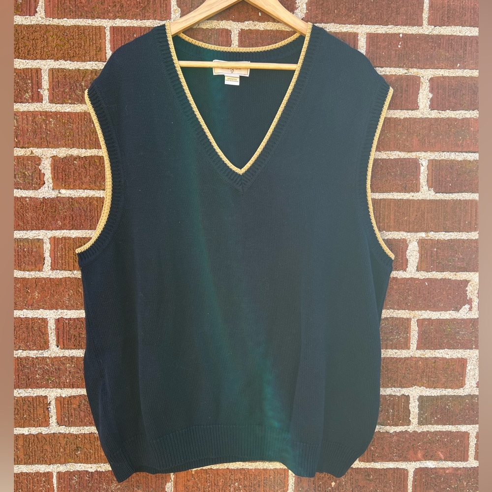 E. Magrath 100% Cotton Navy Blue Sweater Vest Size XXL 2XL Cabincore